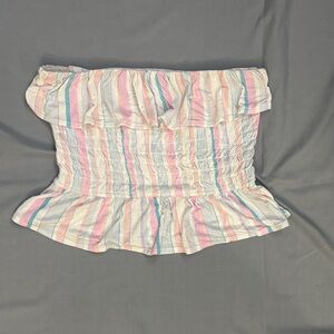 Candie's Pastel Striped Off-Shoulder Blouse